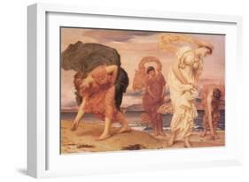 Greek Girls Picking Up Pebbles by the Sea-Frederick Leighton-Framed Art Print