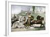 Greek Hero Achilles Dragging Hector's Body Behind His Chariot in the Trojan Wars-null-Framed Giclee Print