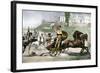 Greek Hero Achilles Dragging Hector's Body Behind His Chariot in the Trojan Wars-null-Framed Giclee Print
