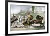 Greek Hero Achilles Dragging Hector's Body Behind His Chariot in the Trojan Wars-null-Framed Giclee Print