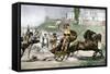 Greek Hero Achilles Dragging Hector's Body Behind His Chariot in the Trojan Wars-null-Framed Stretched Canvas