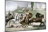 Greek Hero Achilles Dragging Hector's Body Behind His Chariot in the Trojan Wars-null-Mounted Giclee Print