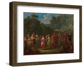 Greek Men and Women Dancing the Khorra, c.1720-37-Jean Baptiste Vanmour-Framed Giclee Print