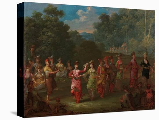 Greek Men and Women Dancing the Khorra, c.1720-37-Jean Baptiste Vanmour-Stretched Canvas