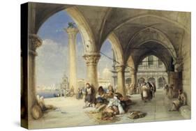 Greek Merchants and Fruit Sellers in the Piazzetta, Venice, 1848-Charles Bentley-Stretched Canvas