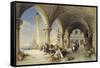 Greek Merchants and Fruit Sellers in the Piazzetta, Venice, 1848-Charles Bentley-Framed Stretched Canvas