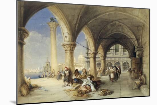 Greek Merchants and Fruit Sellers in the Piazzetta, Venice, 1848-Charles Bentley-Mounted Giclee Print