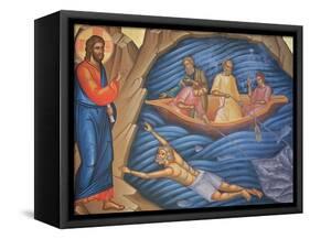 Greek Orthodox Fresco Depicting The Miracle of the Fish-Julian Kumar-Framed Stretched Canvas