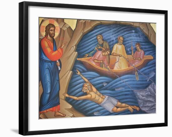 Greek Orthodox Fresco Depicting The Miracle of the Fish-Julian Kumar-Framed Photographic Print