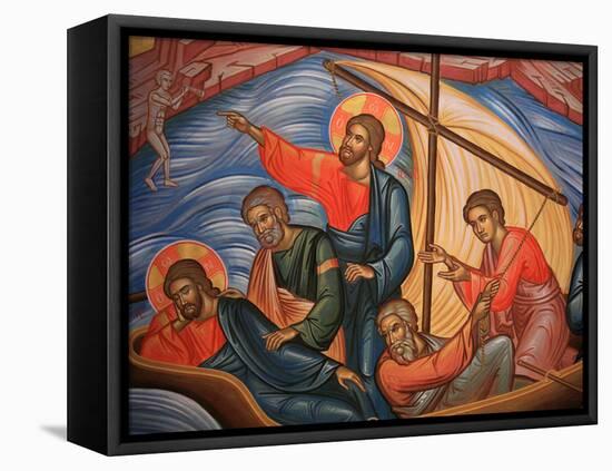 Greek Orthodox Icon Depicting Jesus and His Apostles on Lake Tiberias, Macedonia, Greece-Godong-Framed Stretched Canvas