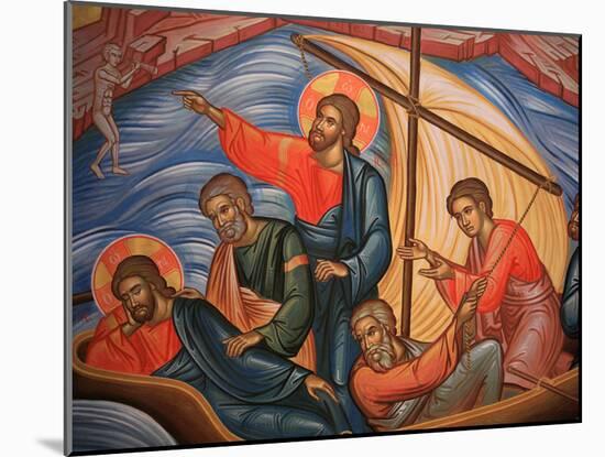 Greek Orthodox Icon Depicting Jesus and His Apostles on Lake Tiberias, Macedonia, Greece-Godong-Mounted Photographic Print