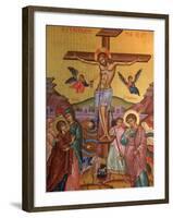 Greek Orthodox Icon Depicting Jesus' Crucifixion, Thessalonica, Macedonia, Greece, Europe-Godong-Framed Photographic Print
