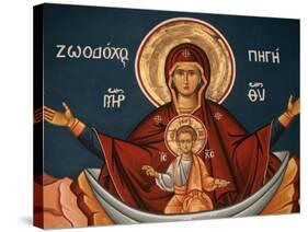 Greek Orthodox Icon Depicting Mary as a Well of Life, Thessalonica, Macedonia, Greece, Europe-Godong-Stretched Canvas