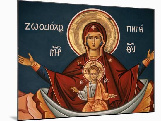 Greek Orthodox Icon Depicting Mary as a Well of Life, Thessalonica, Macedonia, Greece, Europe-Godong-Mounted Photographic Print