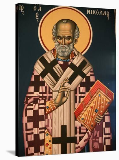 Greek Orthodox Icon Depicting St. Nicholas, Thessaloniki, Macedonia, Greece, Europe-Godong-Stretched Canvas