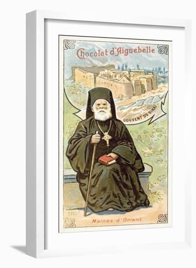 Greek Orthodox Monk and St Catherine's Monastery on Mount Sinai-null-Framed Giclee Print