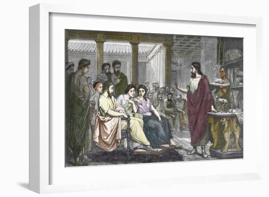 Greek Physician Galen Teaching in Rome, 162 AD-null-Framed Giclee Print