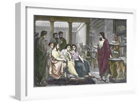 Greek Physician Galen Teaching in Rome, 162 AD-null-Framed Giclee Print