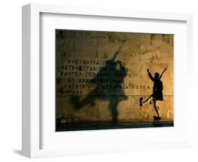 Greek Presidential Guard Marches at the Tomb of the Unknown Soldier in Athens-null-Framed Photographic Print