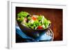 Greek Salad. Mediterranean Salad with Feta Cheese, Tomatoes and Olives. Healthy Fresh Vegetarian Fo-Subbotina Anna-Framed Photographic Print