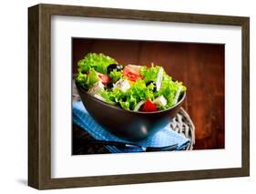 Greek Salad. Mediterranean Salad with Feta Cheese, Tomatoes and Olives. Healthy Fresh Vegetarian Fo-Subbotina Anna-Framed Photographic Print