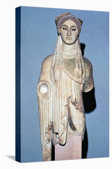 Greek statue Kore 674 from the Acropolis, 6th century BC. Artist: Unknown-Unknown-Stretched Canvas