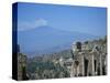 Greek Theatre and Mount Etna, Taormina, Sicily, Italy-J Lightfoot-Stretched Canvas