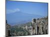 Greek Theatre and Mount Etna, Taormina, Sicily, Italy-J Lightfoot-Mounted Photographic Print