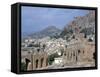 Greek Theatre and Town, Taormina, Sicily, Italy-Peter Thompson-Framed Stretched Canvas