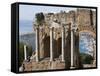 Greek Theatre, View of Giardini Naxos, Taormina, Sicily, Italy, Mediterranean, Europe-Martin Child-Framed Stretched Canvas