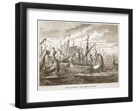 Greek Triremes at the Battle of Salamis (Litho)-English-Framed Giclee Print