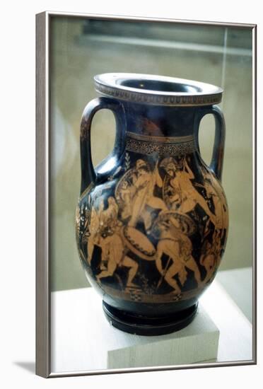 Greek Vase Decorated with Figures of Warriors Fighting-null-Framed Photographic Print