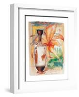 Greek Vase & Firelily-Joadoor-Framed Art Print