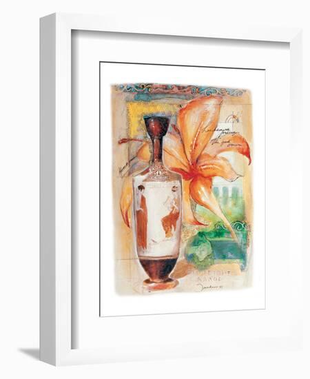 Greek Vase & Firelily-Joadoor-Framed Art Print