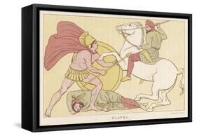 Greek Warrior Fights a Persian Mounted on Horseback-null-Framed Stretched Canvas