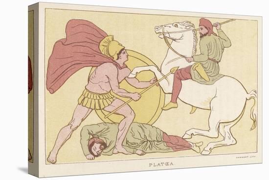 Greek Warrior Fights a Persian Mounted on Horseback-null-Stretched Canvas