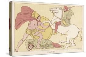 Greek Warrior Fights a Persian Mounted on Horseback-null-Stretched Canvas