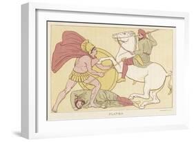 Greek Warrior Fights a Persian Mounted on Horseback-null-Framed Art Print