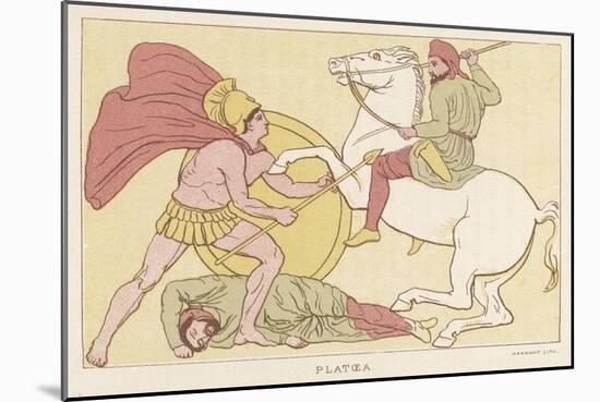 Greek Warrior Fights a Persian Mounted on Horseback-null-Mounted Art Print