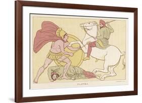 Greek Warrior Fights a Persian Mounted on Horseback-null-Framed Premium Giclee Print