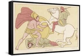 Greek Warrior Fights a Persian Mounted on Horseback-null-Framed Stretched Canvas