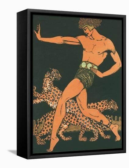 Greek Warrior with Leopards-null-Framed Stretched Canvas