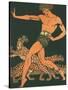 Greek Warrior with Leopards-null-Stretched Canvas