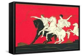 Greek Warriors Throwing Spears-Found Image Press-Framed Stretched Canvas