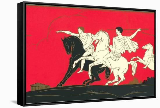 Greek Warriors Throwing Spears-Found Image Press-Framed Stretched Canvas