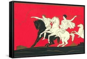 Greek Warriors Throwing Spears-Found Image Press-Framed Stretched Canvas