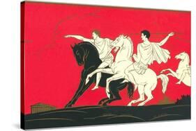 Greek Warriors Throwing Spears-Found Image Press-Stretched Canvas