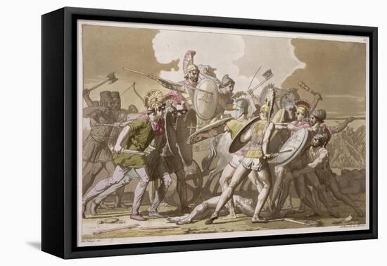 Greeks and Trojans Fight over the Body of Patroclus, Plate 34, Le Costume Ancien ou Moderne-Pelagio Palagi-Framed Stretched Canvas