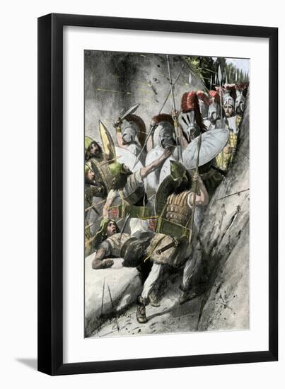 Greeks under Leonidas Holding Off the Persian Invasion at Thermopylae, 480 Bc-null-Framed Giclee Print