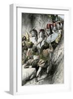 Greeks under Leonidas Holding Off the Persian Invasion at Thermopylae, 480 Bc-null-Framed Giclee Print